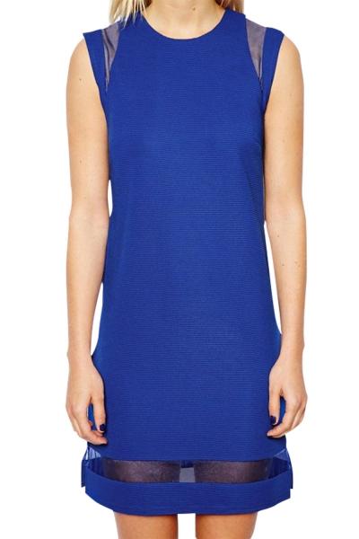 Oasap Women's Keyhole Back Mesh Panel Side Slit Dress