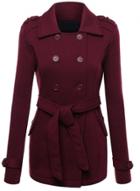Oasap Solid Color Tunr-down Collar Double Breasted Trench Coat With Belt