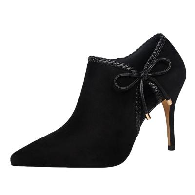 Oasap Bows Decoration Pointed Toe Ankle High Heels