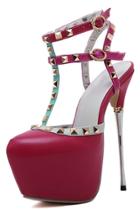 Oasap Rivets Decoration Strappy Party Platform Pump Shoes