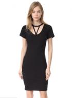 Oasap Short Sleeve Hollow Out Solid Bodycon Dress