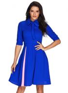 Oasap Slit Splice Royal Blue Bow Tie Vintage Dress