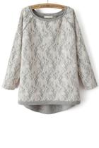 Oasap Lace Overlay High-low Sweatshirt