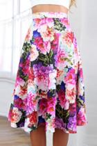 Oasap Multi Floral Printing High Waist A-line Skirt