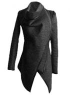 Oasap Women's Turtleneck Irregular Trench Coat With Zip Sleeve