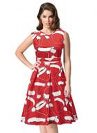 Oasap Christmas Round Neck Sleeveless Print A-line Dress