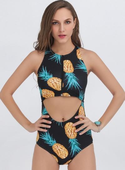 Oasap Cut Out Waist One Piece Bathing Suit