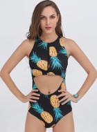 Oasap Cut Out Waist One Piece Bathing Suit
