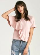 Oasap Ruffles Raglan Short Sleeve T-shirt