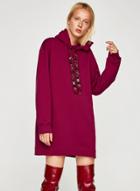 Oasap Hooded Long Sleeve Solid Color Casual Dress