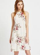 Oasap Off Shoulder Sleeveless Floral Printed Loose Dress