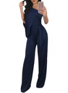 Oasap Royal Blue Draped One Shoulder Wide Leg Jumpsuit
