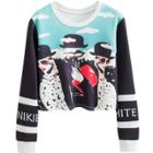 Oasap Women's Casual Long Sleeve Print Pullover Cropped Sweatshirt
