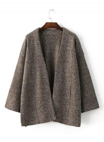 Oasap Solid Color Knit Cape Cardigan