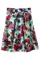 Oasap High Fashion Vibrant Floral Print Midi Skirt