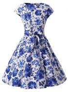 Oasap Women's Vintage Floral Print Cap Sleeve A-line Dress