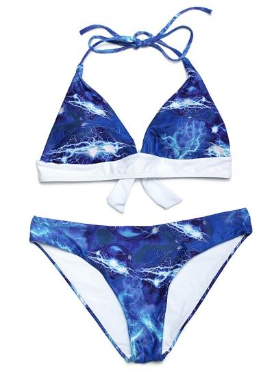 Oasap Halter Neck Printed Sleeveless Backless Swimwear