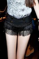 Oasap Black Sexy Tassel Detail Low Waistline Shorts