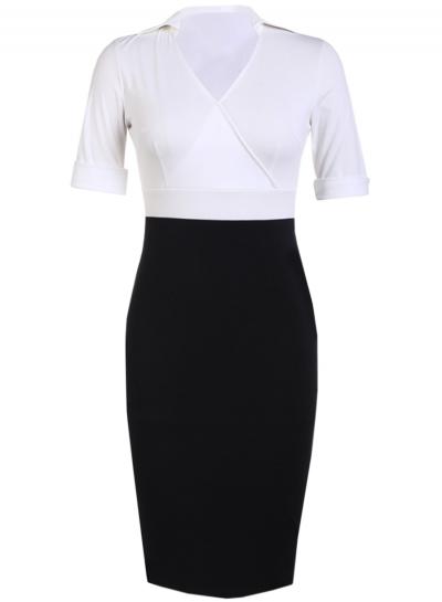 Oasap Women's V Neck Wrap Short Sleeve Business Pencil Dress