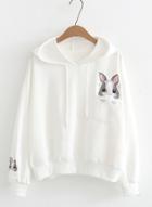 Oasap Long Sleeve Rabbit Embroidery Pullover Hoodie