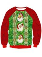 Oasap Round Neck Long Sleeve Father Christmas Printed Sweatshirt