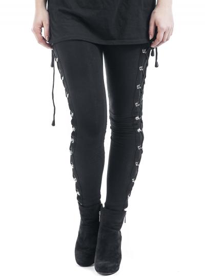 Oasap High Waist Solid Color Lace Up Black Leggings
