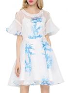Oasap Women's Print Open Shoulder Organza A-line Dress