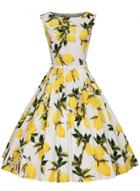 Oasap Vintage Sleeveless Lemon Printed Swing Midi Dress