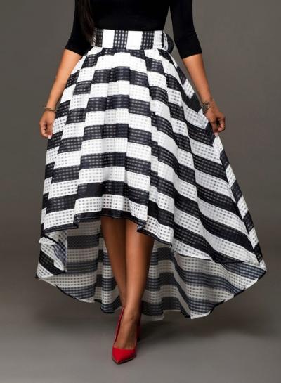 Oasap High Waist Back Bow High Low Plaid Skirt