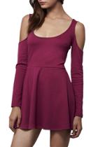 Oasap Women's Fashion Off Shoulder Long Sleeve Mini Skater Dress