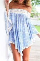 Oasap Off The Shoulder Lace Trim Mini Dress