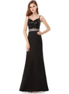 Oasap Spaghetti Strap Sequins Backless Evening Dress