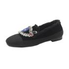 Oasap Flat Heels Rhinestone Round Toe Color Block Shoes