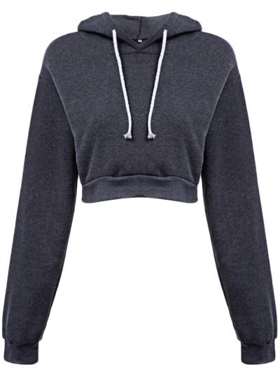 Oasap Solid Long Sleeve Slim Fit Cropped Hoodie