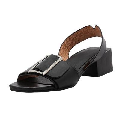Oasap Open Toe Buckle Block Heels Sandals