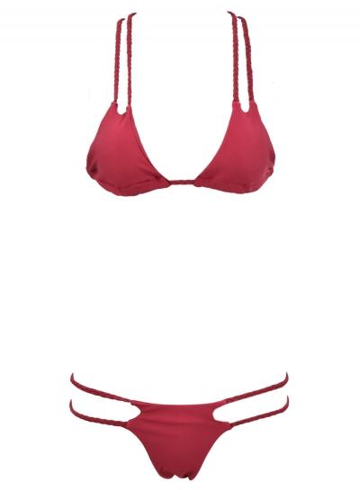 Oasap Chic Side Cut-out Strappy Design Two Piece Swimsuit