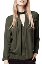 Oasap Women's Casual Cut Out Mock Neck Long Sleeve Chiffon Blouse