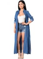 Oasap Turn Down Collar Long Sleeve Denim Open Front Long Coat