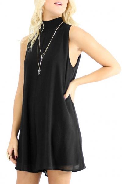 Oasap Black Sleeveless Backless Design Halter Chiffon Romper
