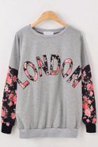 Oasap London Graphic Floral Print Sweatshirt