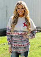 Oasap Christmas Printing Long Sleeve Pullover Sweatshirt