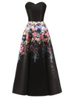 Oasap Strapless Floral Printed Maxi Evening Dress