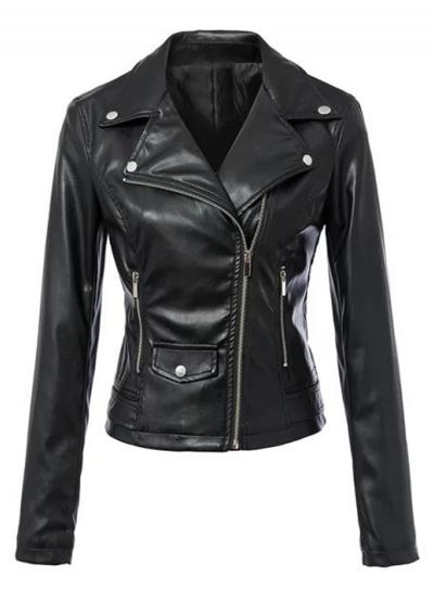 Oasap Fashion Long Sleeve Slim Fit Pu Motorcycle Jacket