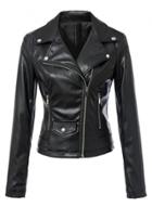 Oasap Fashion Long Sleeve Slim Fit Pu Motorcycle Jacket