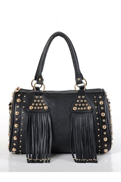 Oasap Punk Style Riveted Tassel Detail Shoulder Bag
