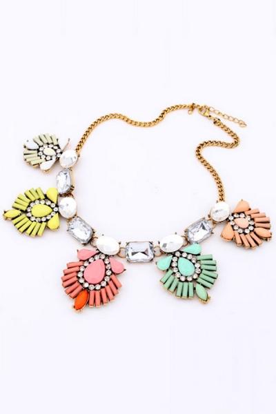 Oasap Color Block Flower Choker