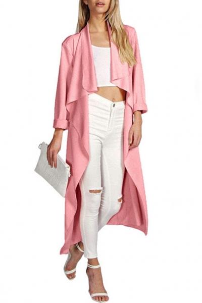 Oasap Elegant Belted Slanted Pocket Coat