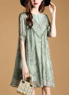 Oasap Loose Leaf Print Chiffon Dress