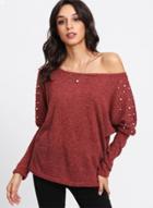 Oasap Fashion Loose Fit Pearls Knit Sweater