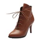 Oasap Stiletto Heels Pointed Toe Lace Up Boots
